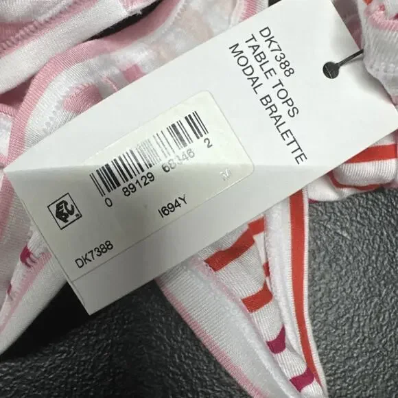 NWT DKNY Pink Stripe Modal Bralette Wireless Lightweight Women’s Medium - Picture 6 of 6